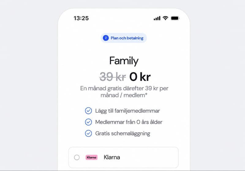 Create account and choose payment